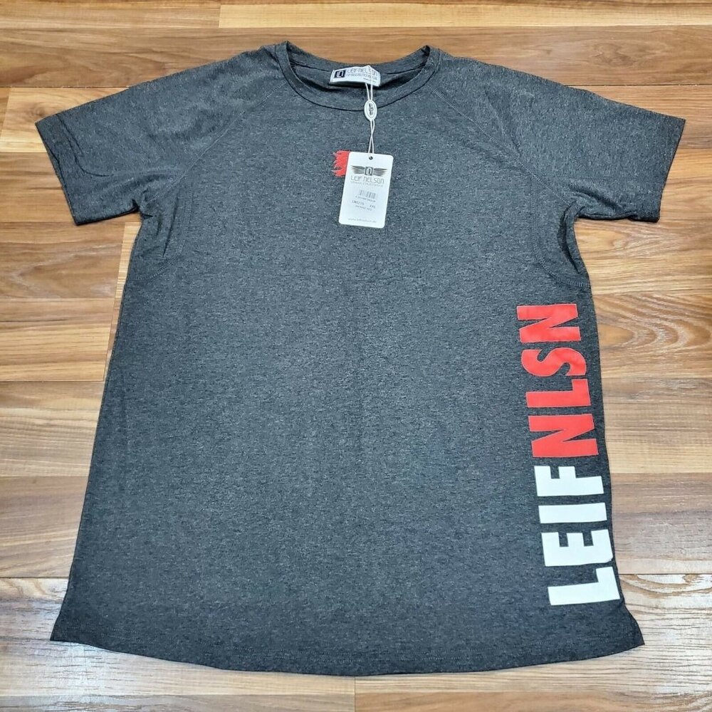 Leif Nelson Men's XXL GYM Compression Active STRETCH T-Shirt Gray Muscle
